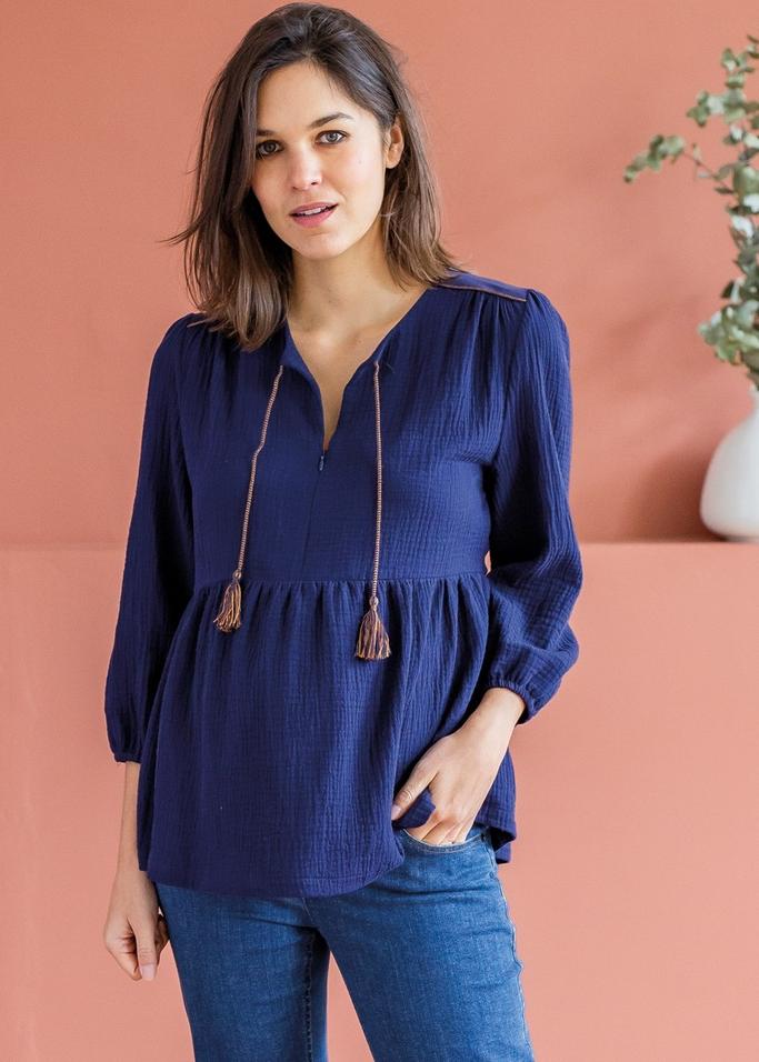 Deva blauwe zwangerschapsblouse 